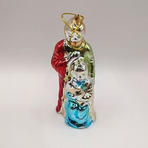 Christmas Nativity Ornament 4" Mary Joseph Jesus Holy Family Mercury Glass VG